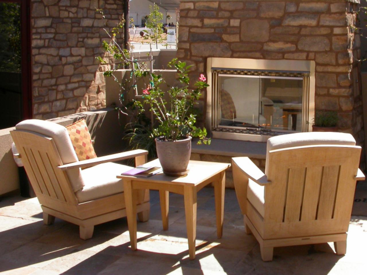 Outdoor stone fireplace in the sunlight